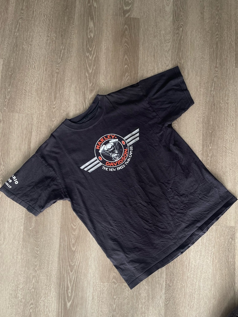 Harley-Davidson Black Tee with Orange & White Logo ( 1999 Ontario HOG Rally)
